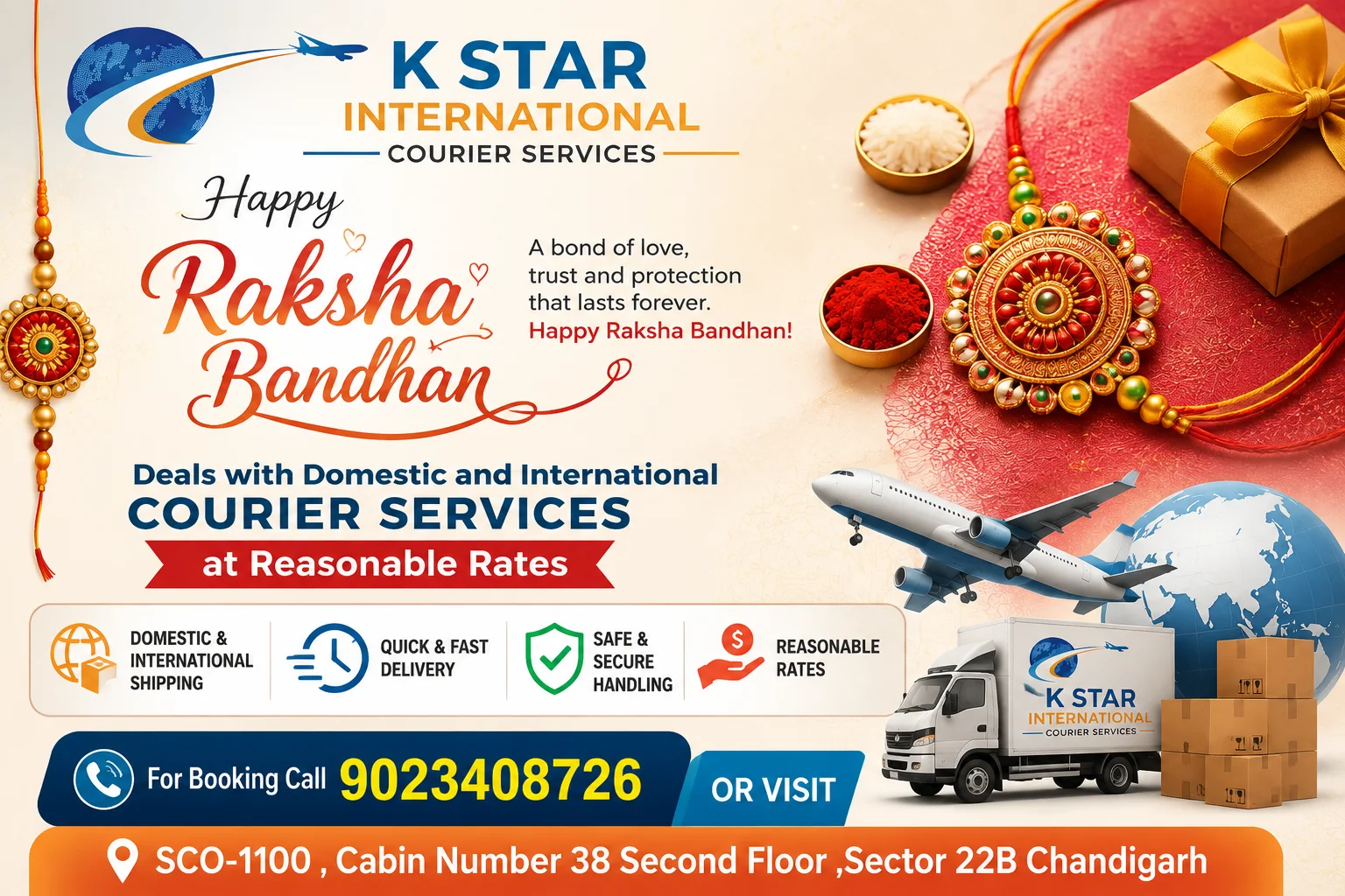 Happy Raksha Bandhan! Domestic and International Courier Services in Chandigarh
